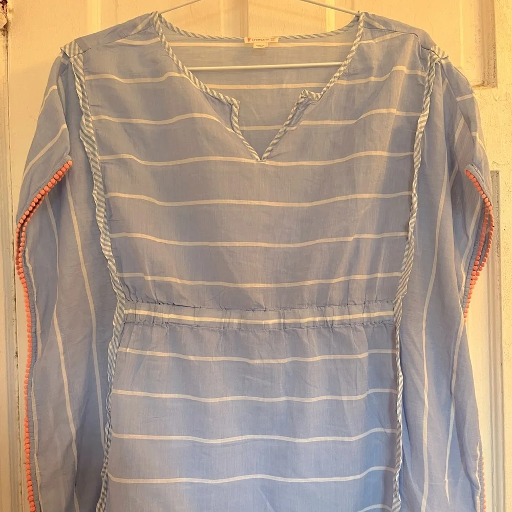 Crewcuts girls Light Blue and White Striped swim coverup in size 16